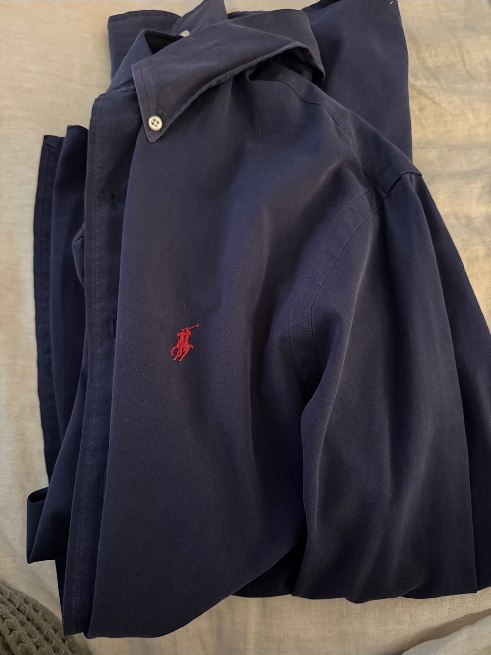 Polo by Ralph Lauren Navy Button-Down Shirt with Red Pony